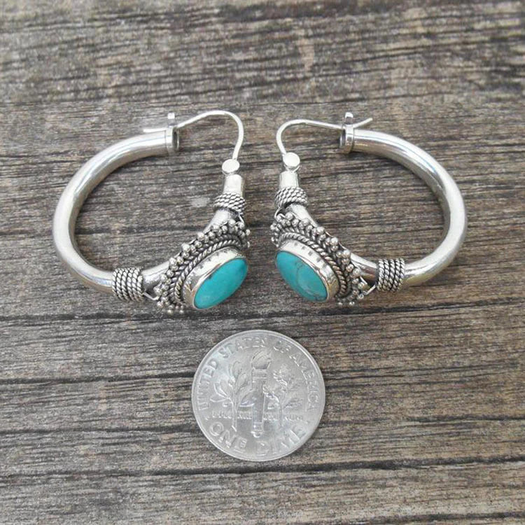 Boucles d'oreilles turquoise au look vintage
