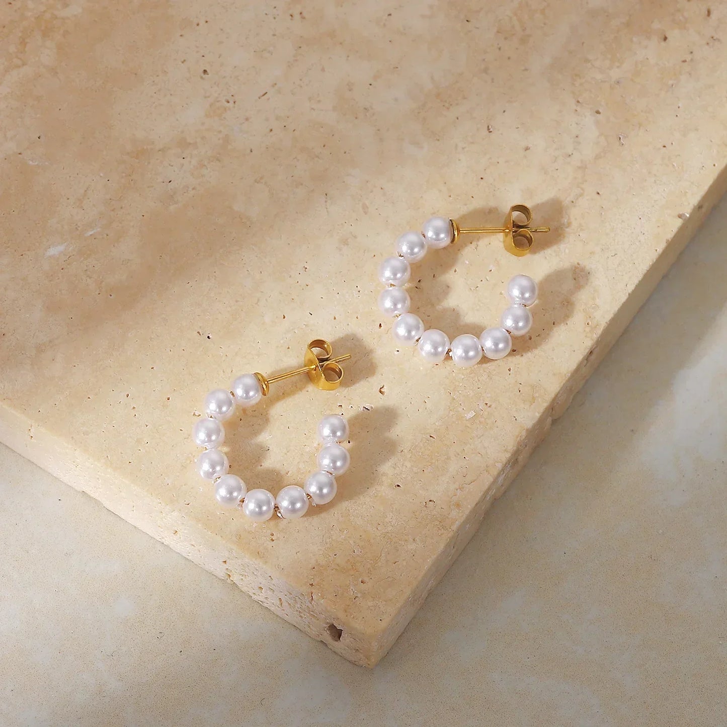 Boucle d'oreille en perles (Plaqué Or)