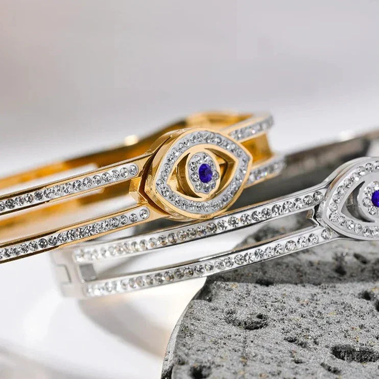 Bracelet Oeil Turc avec Cristaux de Zirconium (Plaqué Or)