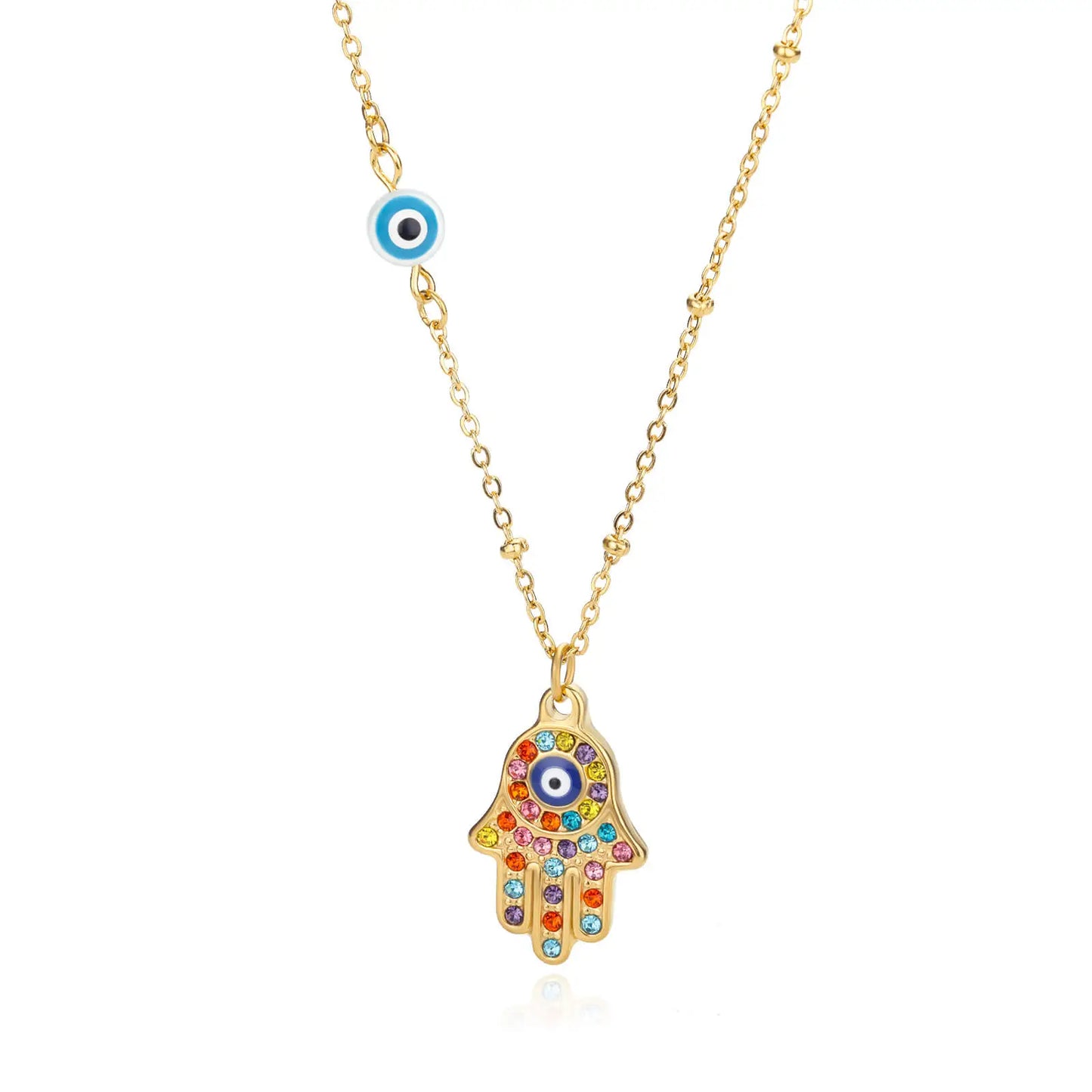 Collier main de Fatma Hamsa avec zirconium