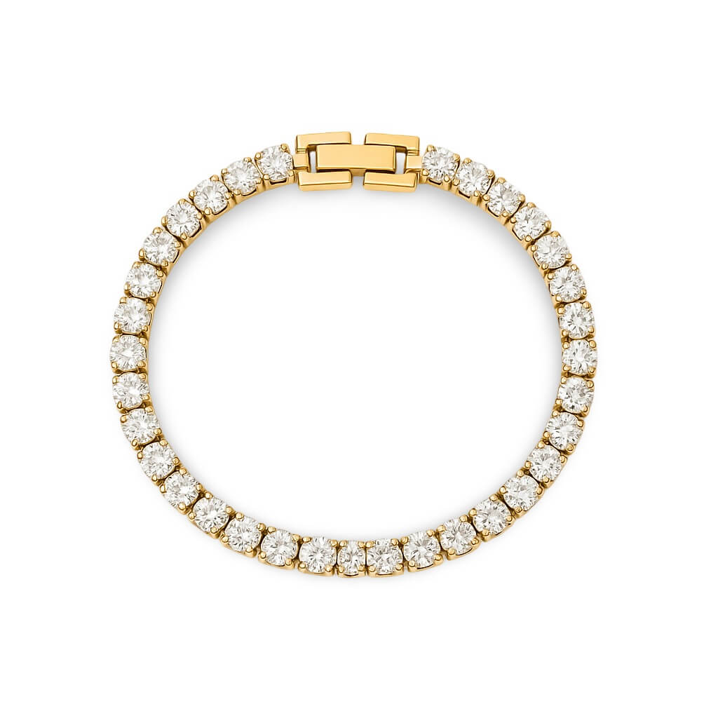 Bracelet Riviera avec Zirconia Brillante (Plaqué Or)