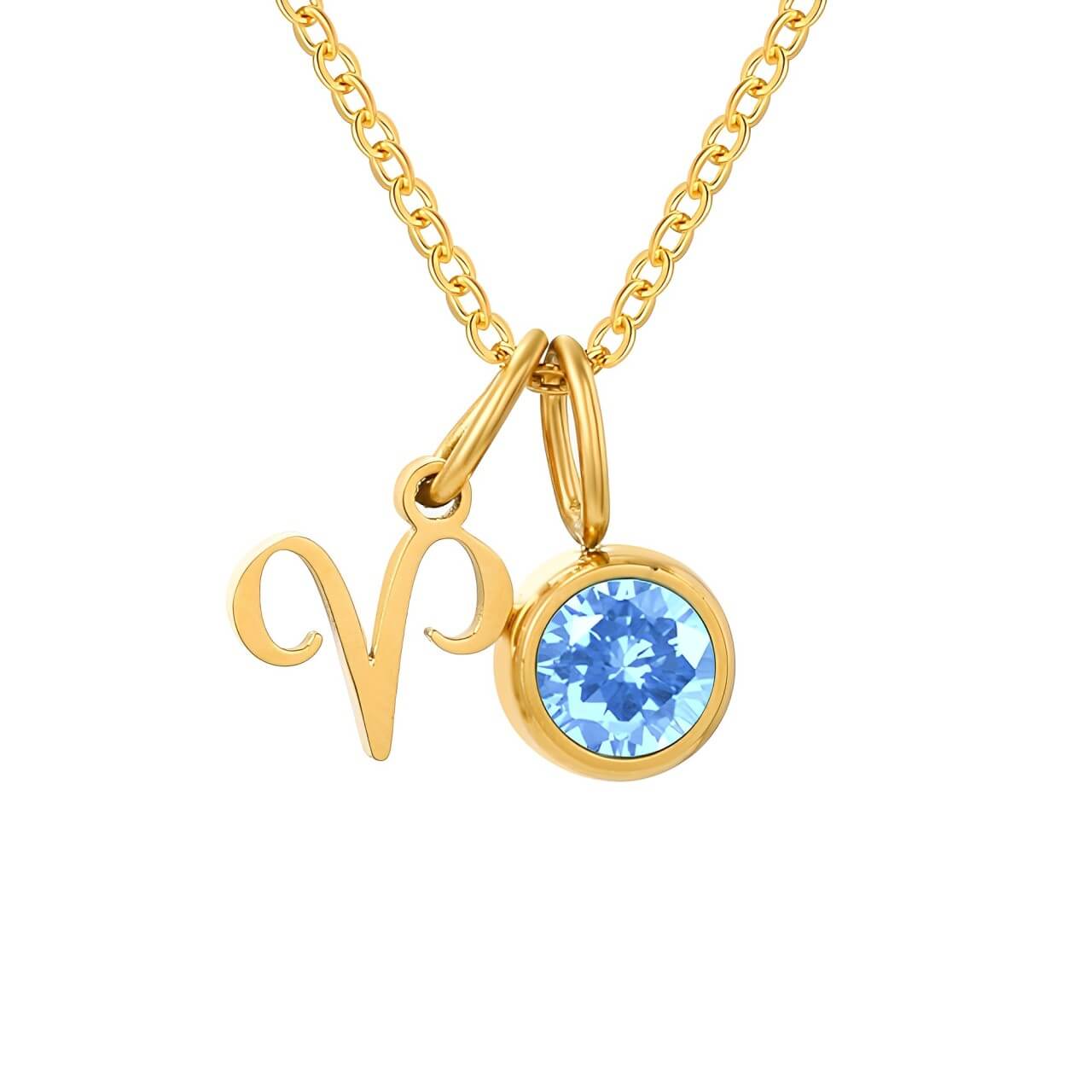 Collier Signes avec Pierres de Naissance (Plaqué Or)