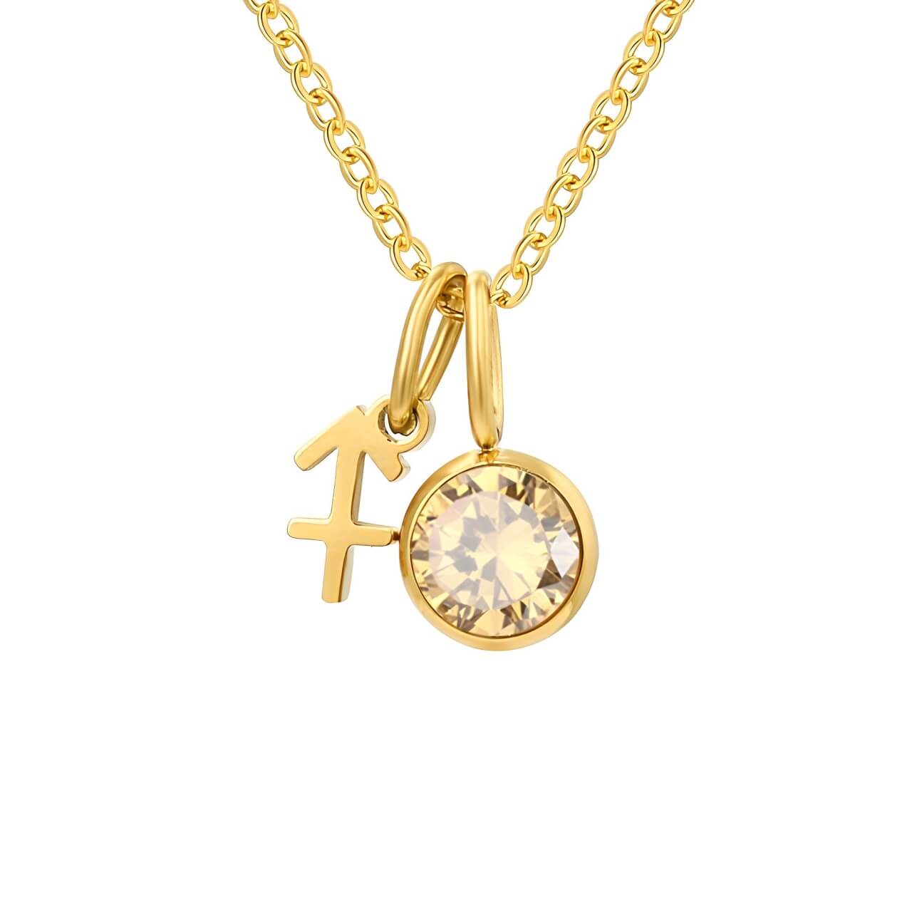 Collier Signes avec Pierres de Naissance (Plaqué Or)
