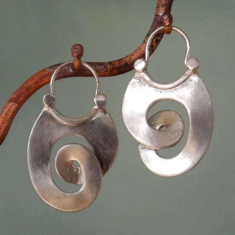 Boucles d'oreilles vintage spirale en argent
