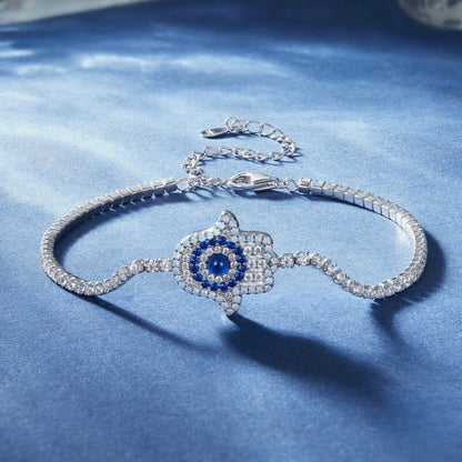 Bracelet Main de Fatima avec Cristaux de Zirconia (Argent 925)
