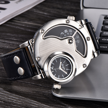 Montre à bracelet en cuir multi-fuseaux horaires™ - Olsen & Olsen