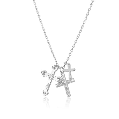 Collier Croix Triple Zirconias (Plaqué Or)