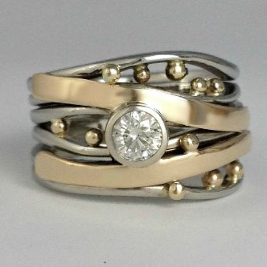 Bague en Zirkonia Intarsien Vintage Or