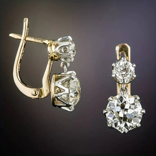 Boucles d'oreilles vintage en zirconium doré