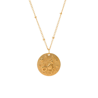 Collier du Zodiaque avec Symboles des Constellations (Plaqué Or)