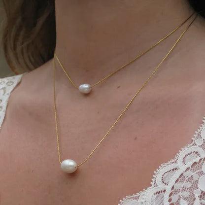 Collier Perle Deux Couches (Plaqué Or)