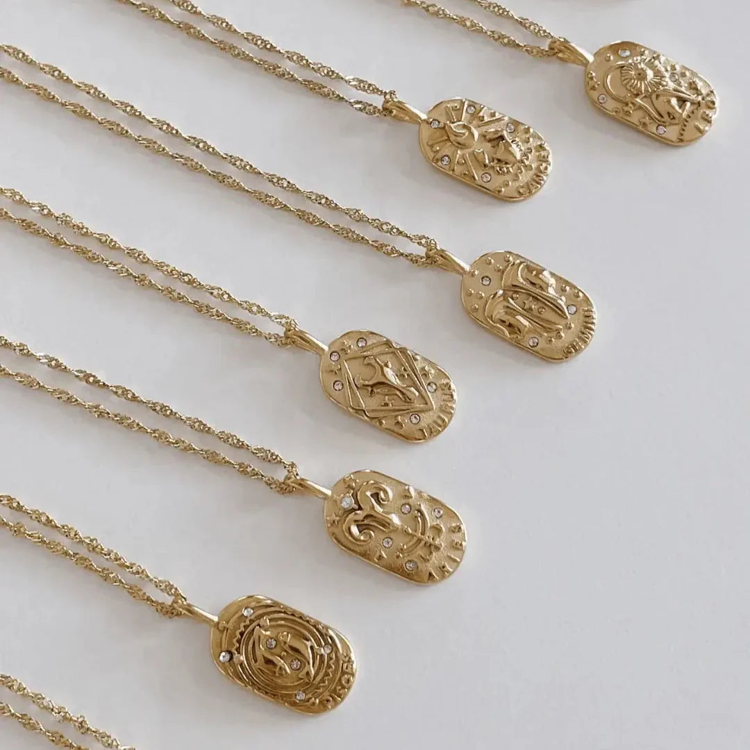 Collier Zodiaque Chaîne Tressée (Plaqué Or)