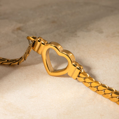 Bracelet Cœur avec Chaîne à Maillons Grands (Plaqué Or)