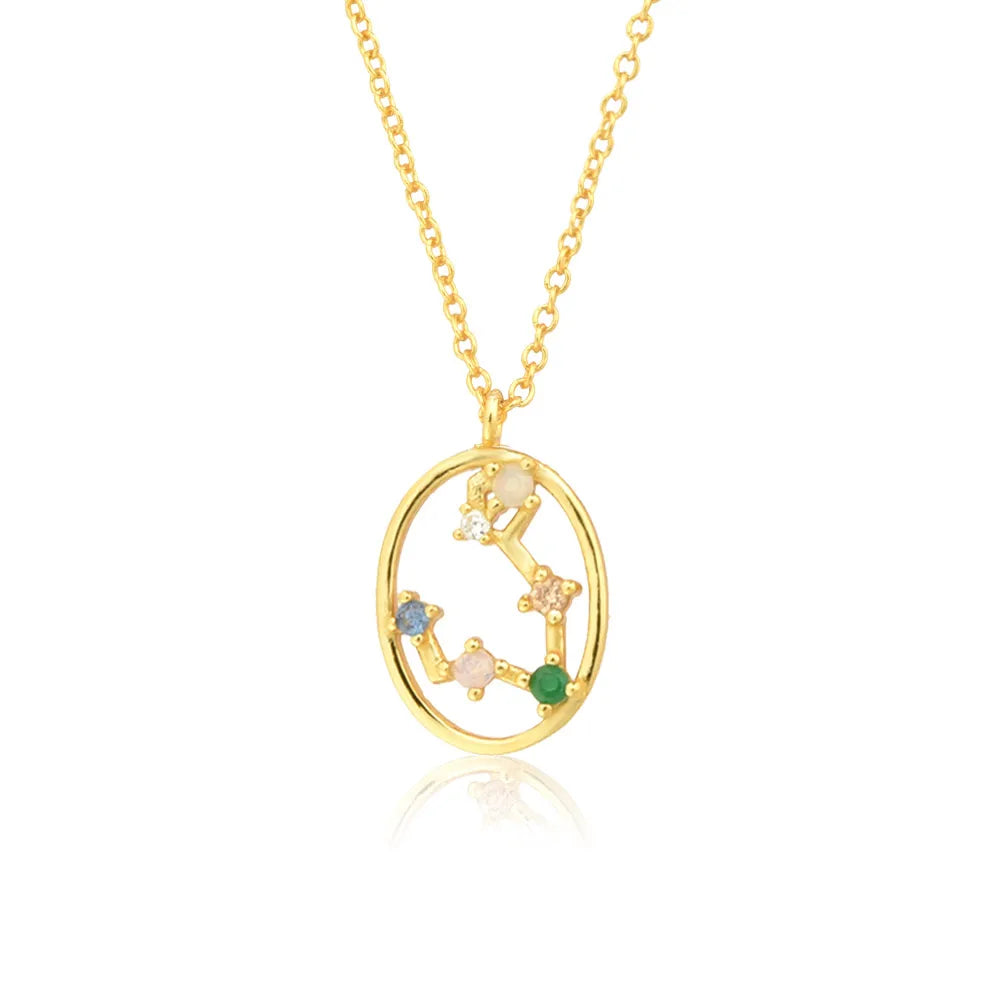 Collier Constellations du Zodiaque Zircon coloré (Plaqué Or)