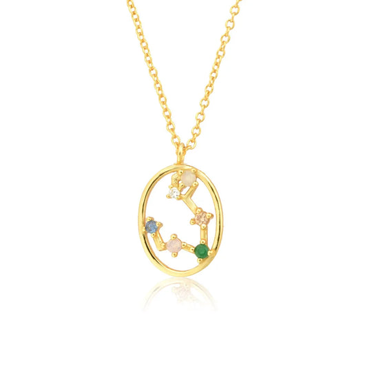 Collier Constellations du Zodiaque Zircon coloré (Plaqué Or)