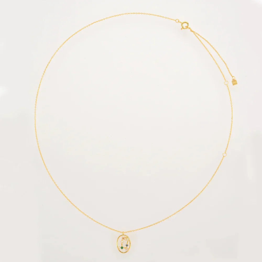 Collier Constellations du Zodiaque Zircon coloré (Plaqué Or)