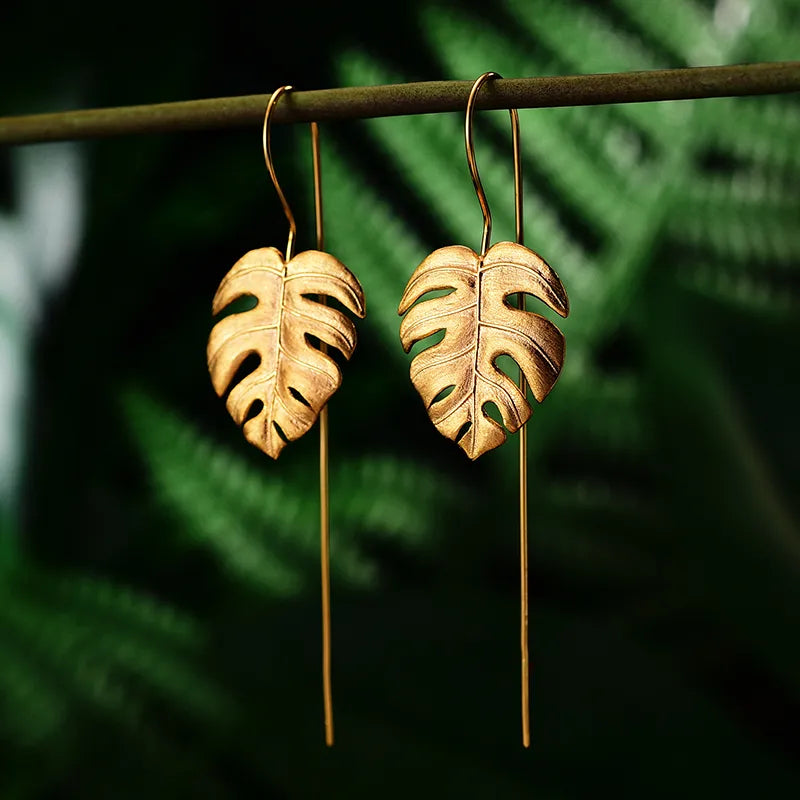 Boucles d'oreilles Feuille de Palmier (Plaqué Or)