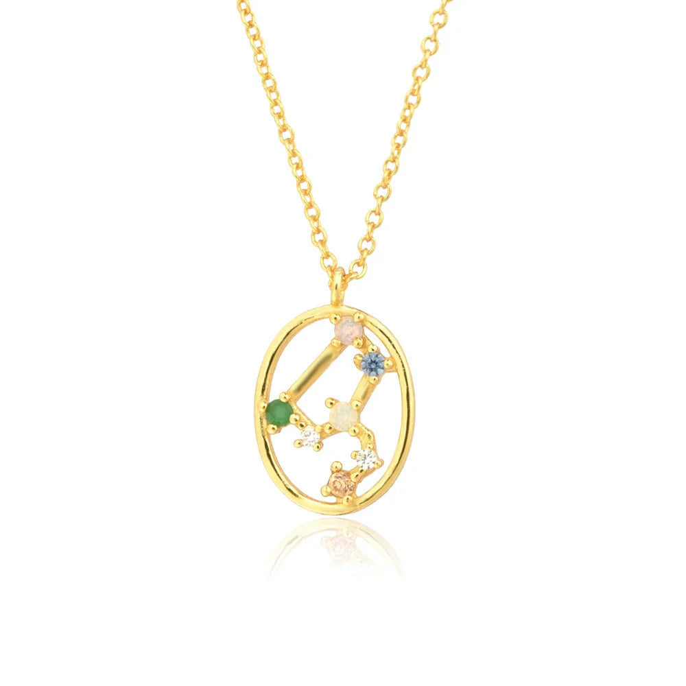 Collier Constellations du Zodiaque Zircon coloré (Plaqué Or)