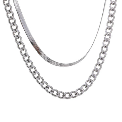 Collier de couches en maille et chaîne (Plaqué Or)