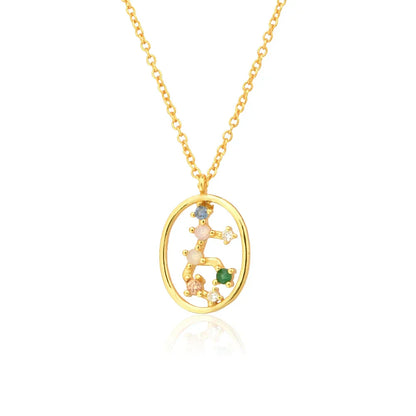 Collier Constellations du Zodiaque Zircon coloré (Plaqué Or)