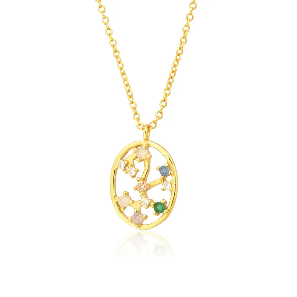 Collier Constellations du Zodiaque Zircon coloré (Plaqué Or)