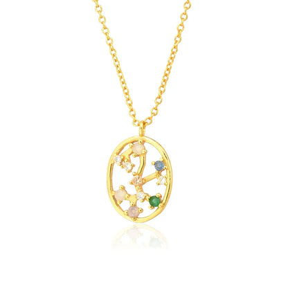 Collier Constellations du Zodiaque Zircon coloré (Plaqué Or)