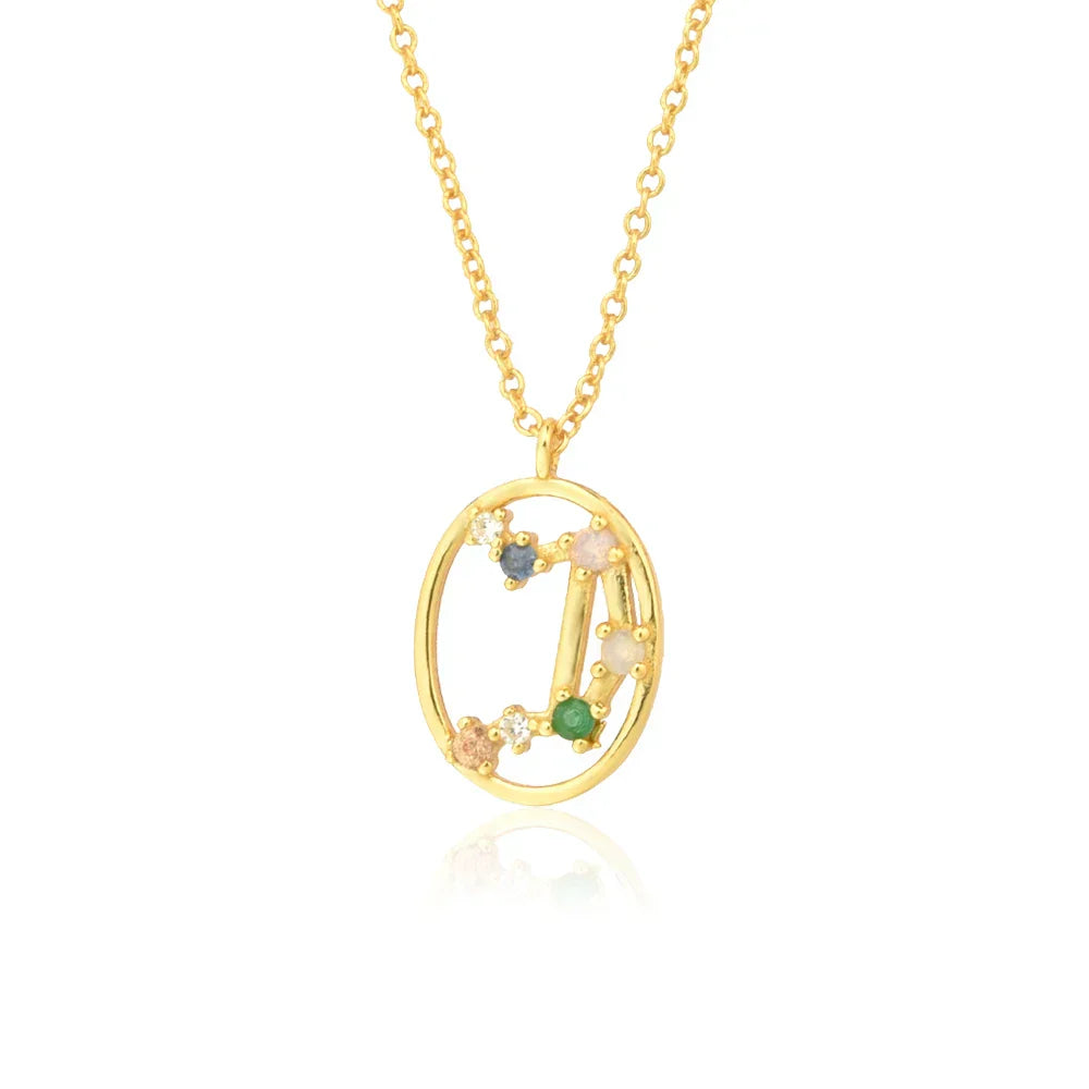 Collier Constellations du Zodiaque Zircon coloré (Plaqué Or)