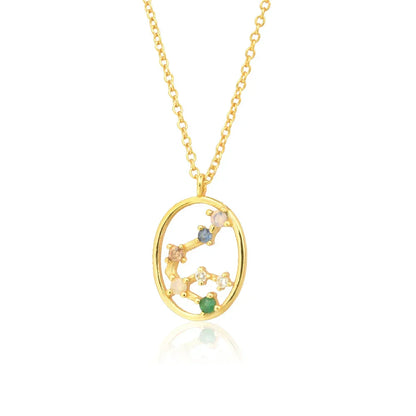 Collier Constellations du Zodiaque Zircon coloré (Plaqué Or)
