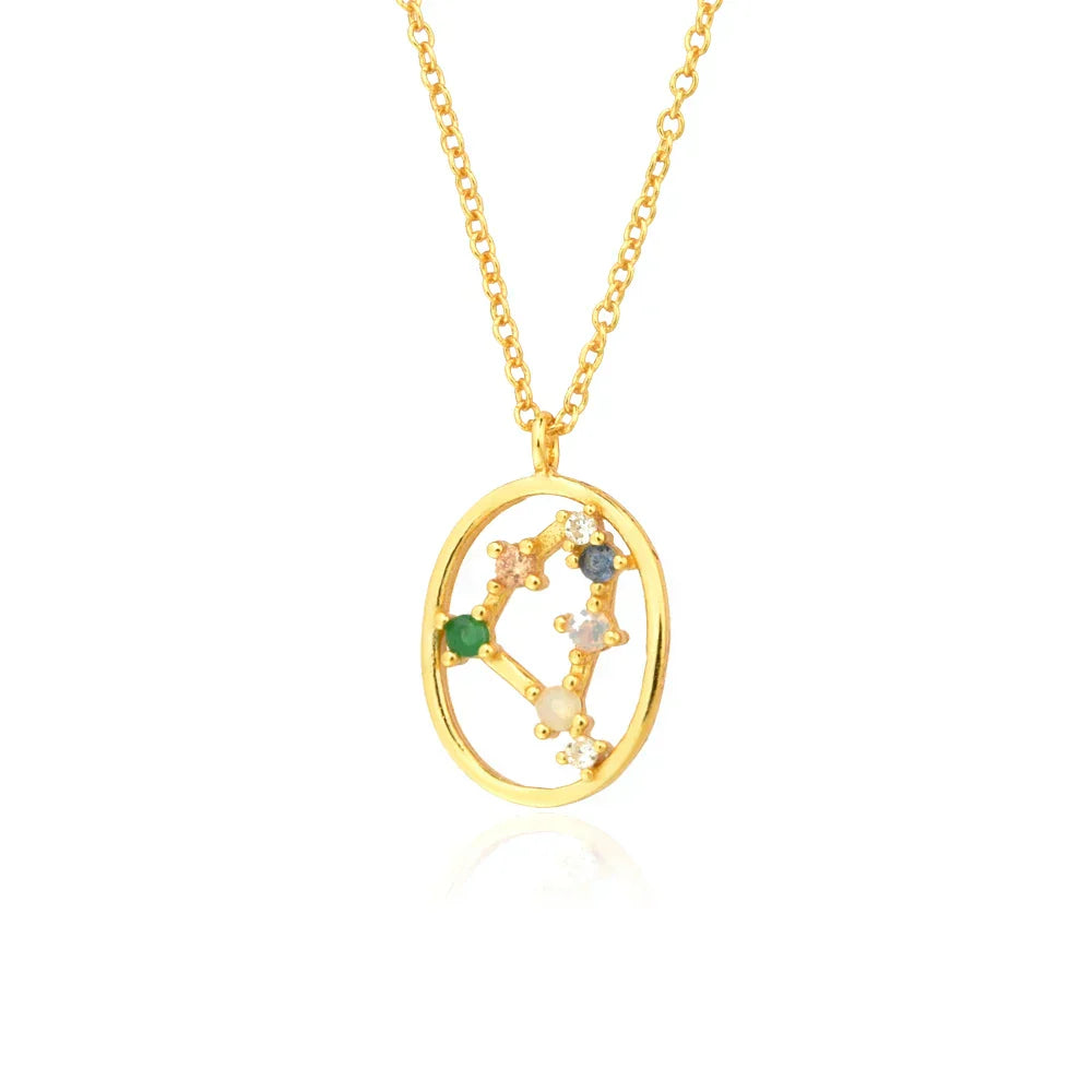 Collier Constellations du Zodiaque Zircon coloré (Plaqué Or)