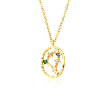 Collier Constellations du Zodiaque Zircon coloré (Plaqué Or)