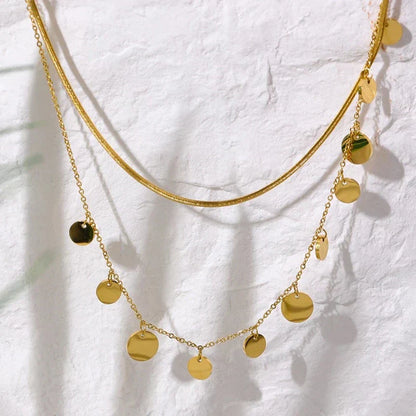 Mélange de Collier de Couches avec Médailles et Maille (Plaqué Or)