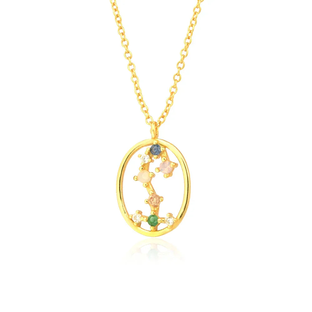 Collier Constellations du Zodiaque Zircon coloré (Plaqué Or)