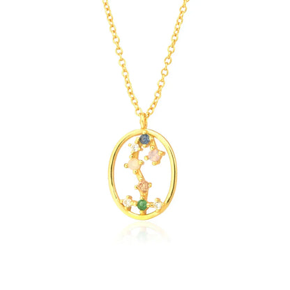 Collier Constellations du Zodiaque Zircon coloré (Plaqué Or)