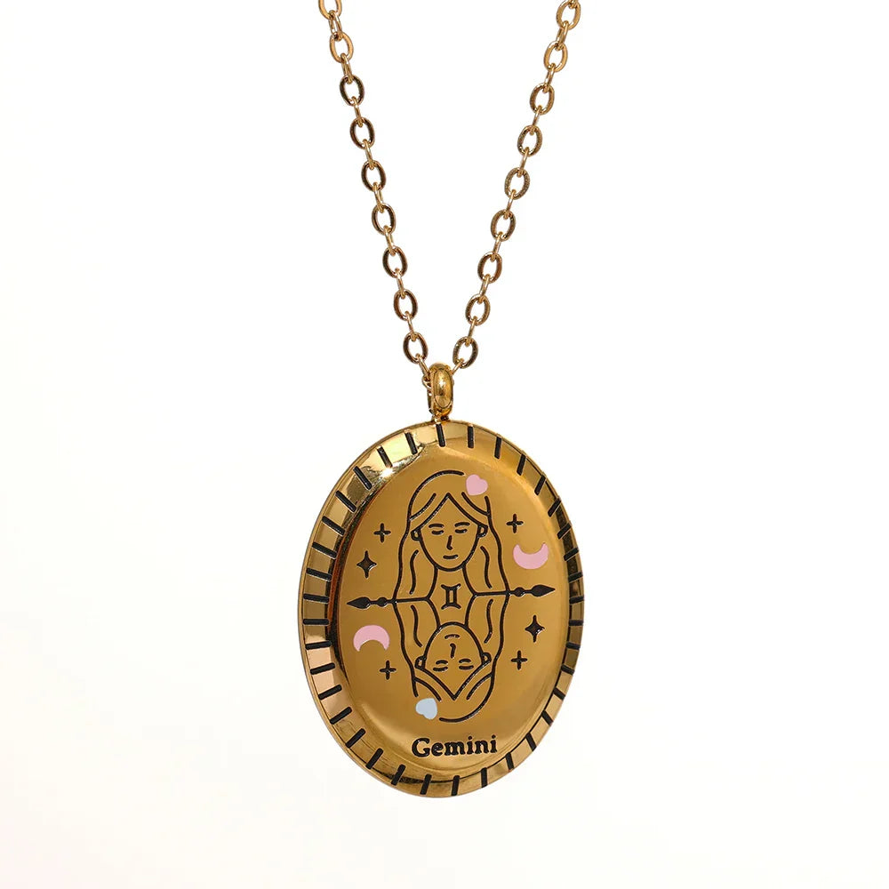 Collier Constellations du Zodiaque Médaille (Plaqué Or)