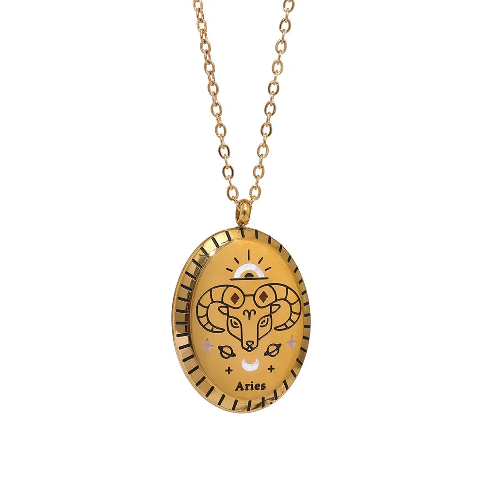 Collier Constellations du Zodiaque Médaille (Plaqué Or)