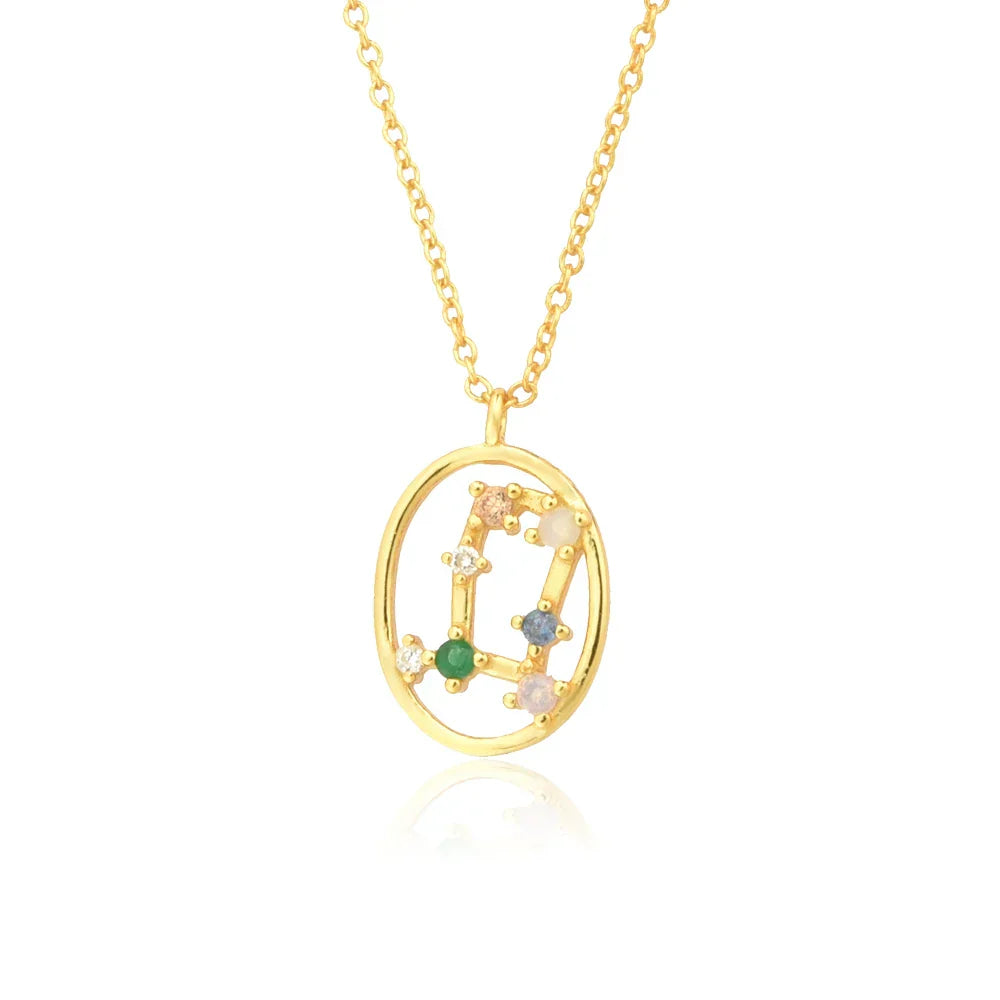 Collier Constellations du Zodiaque Zircon coloré (Plaqué Or)