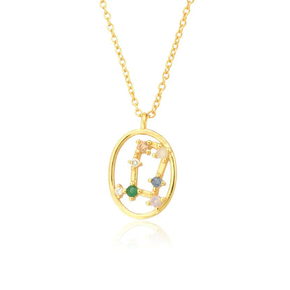 Collier Constellations du Zodiaque Zircon coloré (Plaqué Or)