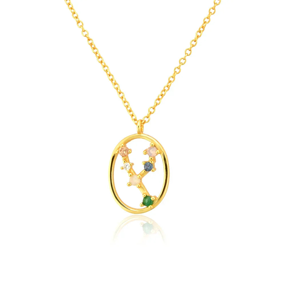 Collier Constellations du Zodiaque Zircon coloré (Plaqué Or)