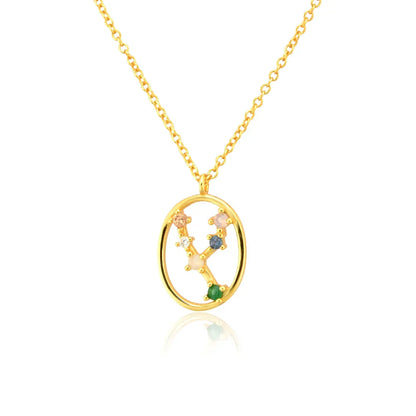 Collier Constellations du Zodiaque Zircon coloré (Plaqué Or)