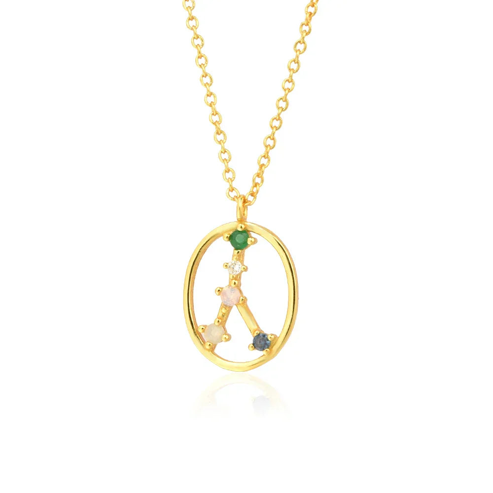 Collier Constellations du Zodiaque Zircon coloré (Plaqué Or)