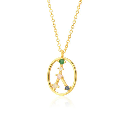 Collier Constellations du Zodiaque Zircon coloré (Plaqué Or)