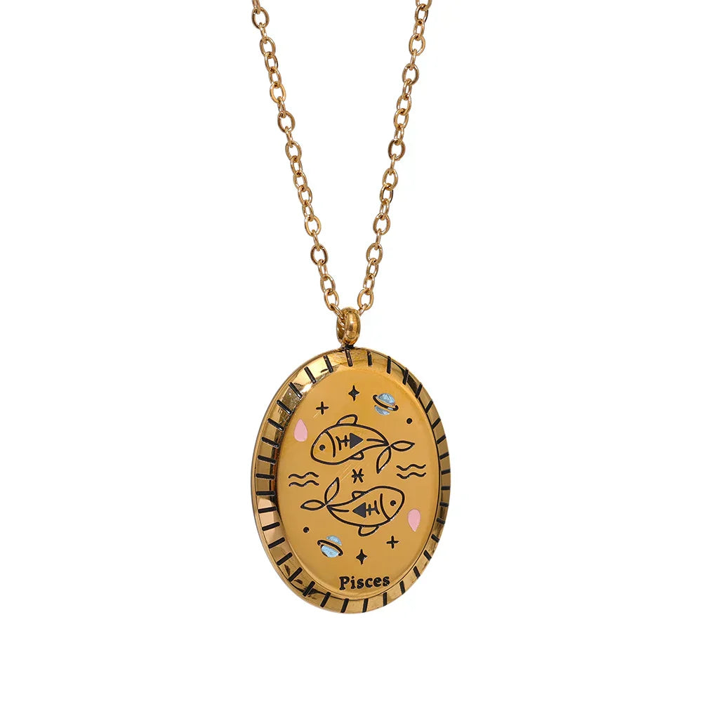 Collier Constellations du Zodiaque Médaille (Plaqué Or)