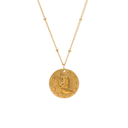 Collier du Zodiaque avec Symboles des Constellations (Plaqué Or)