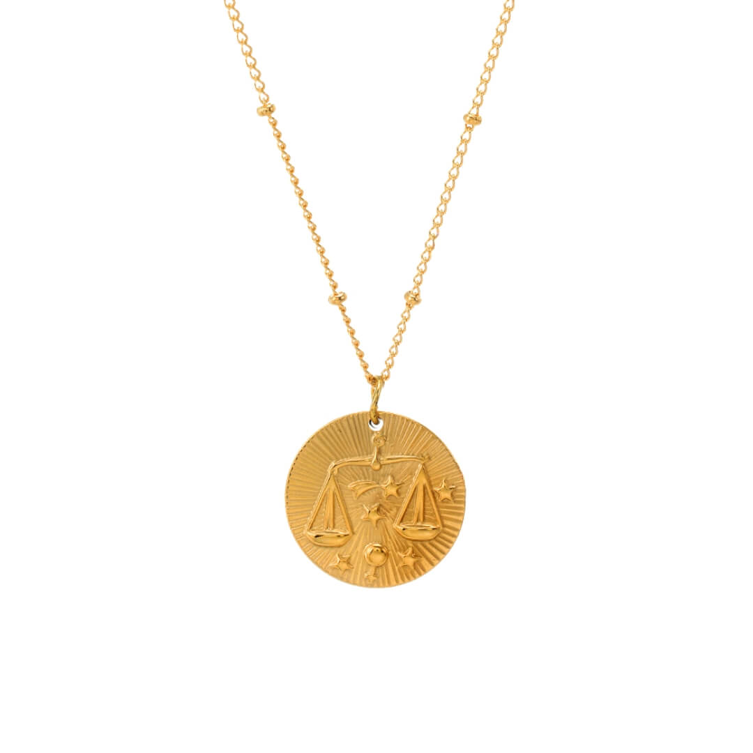 Collier du Zodiaque avec Symboles des Constellations (Plaqué Or)
