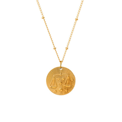 Collier du Zodiaque avec Symboles des Constellations (Plaqué Or)