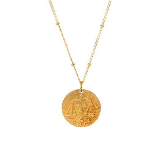 Collier du Zodiaque avec Symboles des Constellations (Plaqué Or)