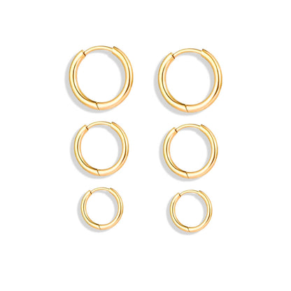 Boucles d'oreilles créoles trio (Plaqué Or)