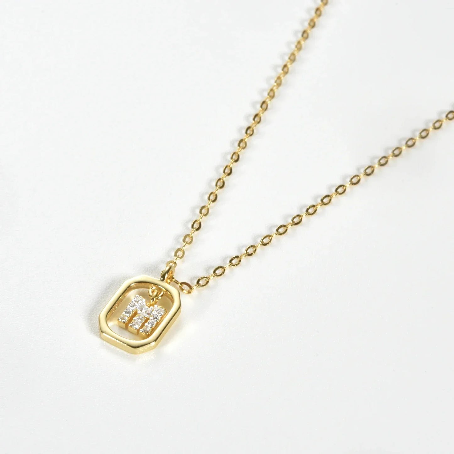 Collier Initiales avec Zirconium (Plaqué Or)