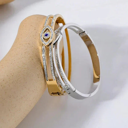 Bracelet Oeil Turc avec Cristaux de Zirconium (Plaqué Or)