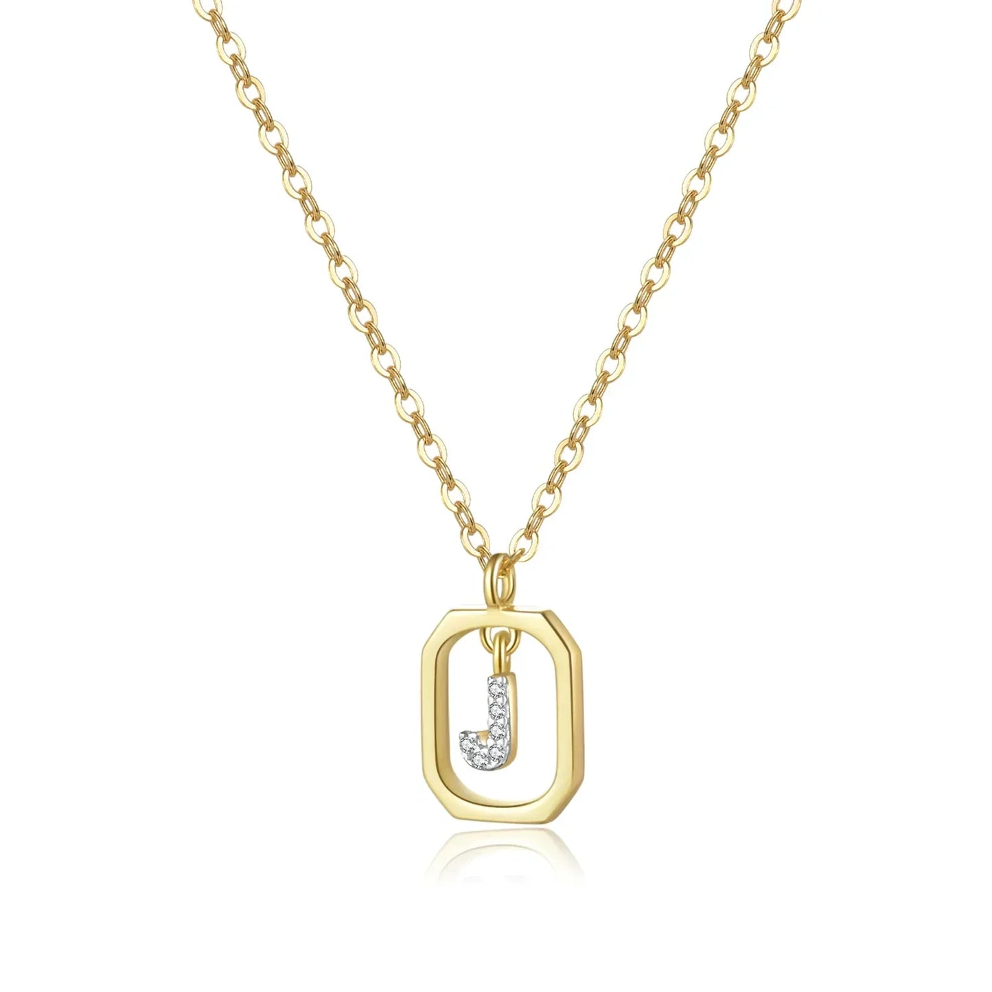 Collier Initiales avec Zirconium (Plaqué Or)